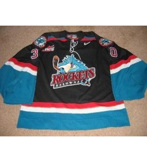 Custom WHL Kelowna Rockets 01 02 Josh Lepp Road Hockey Jersey Black